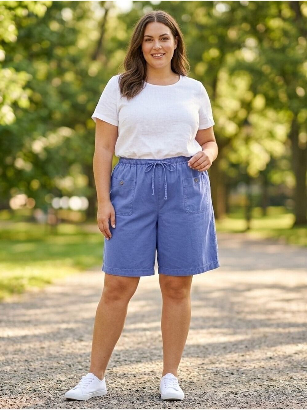 VTG Talbots Chambray Denim Shorts 8.5" Zip & Tie Front Pockets